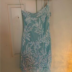 Windsor One Shoulder Blue Sequin Dress